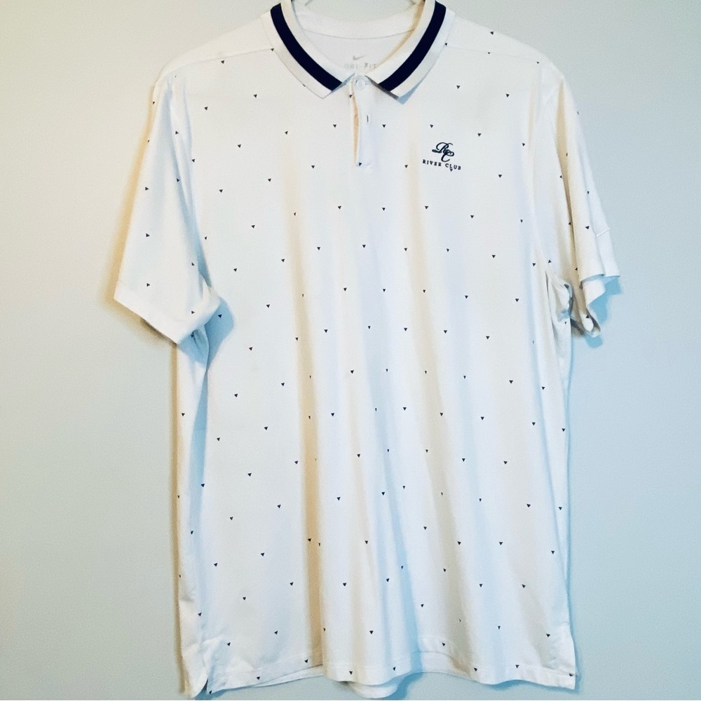 Nike White Polo with Navy Accents - Picture 1 of 7
